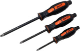 Professional S2 Steel JIS (Japanese Industrial Standard) Metric Screwdriver Set Solid Tang #1, #2, #3 (Set of 3) Small Medium Large Metric Full Shaft 0059-011