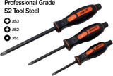 Professional S2 Steel JIS (Japanese Industrial Standard) Metric Screwdriver Set Solid Tang #1, #2, #3 (Set of 3) Small Medium Large Metric Full Shaft 0059-011