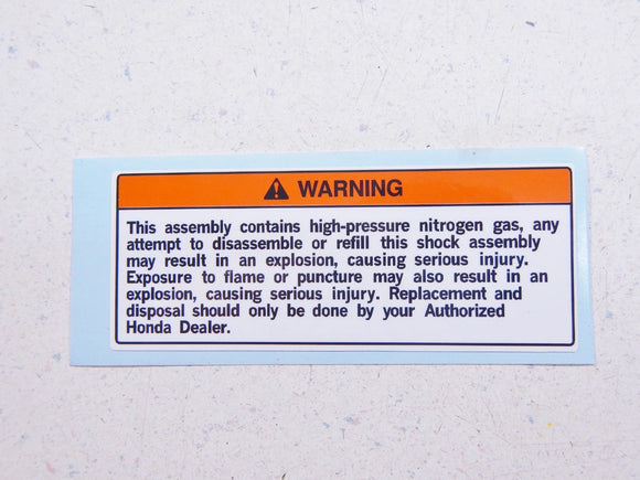 Shock Warning Label Decal Fits 89-92 Honda FL400R FL400 Pilot TRX250X TRX 250X RR