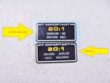 20:1 Oil Mixture Mix Decal Mark Fits Honda FL400R FL400 Pilot FL350R FL350 Odyssey