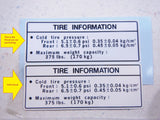 Tire Information Mark Sticker Decal Fits 89-90 Honda FL400R FL400 FL 400 400R Pilot