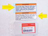 Shock Warning Label Decal Fits 89-92 Honda FL400R FL400 Pilot TRX250X TRX 250X RR