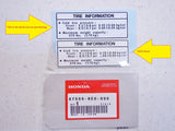 Tire Information Mark Sticker Decal Fits 89-90 Honda FL400R FL400 FL 400 400R Pilot