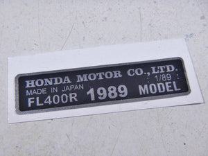 Year Model Frame Sticker Mark Decal A1 Fits 89 Honda FL 400R FL400R FL400 400 R Pilot