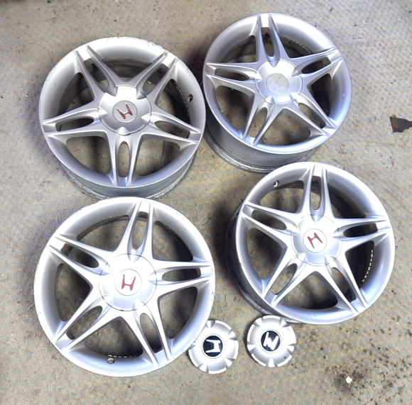 97-01 Honda Prelude Civic BB6 Optional Motegi Wheel Rim Set W/ Center Caps